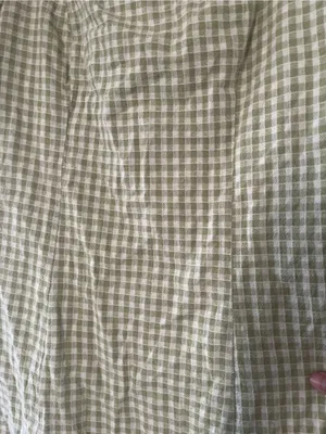 Sage Green White Gingham Puff Sleeve Mini Dress Large Cottagecore Western Farm thumbnail 3