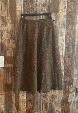 Ralph Lauren A Line Skirt Size 6 Brown Green Side Zipper Lined thumbnail 1