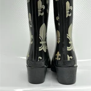 Corkys Rain Boots Womens 8 Black Gold Fleur-de-Lis Waterproof Western NOLAS BBQ thumbnail 5