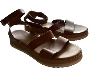 Mila Paoli Women's Sz 9 Ankle Strap Platform Sandals Brown Leather Made in Italy thumbnail 1