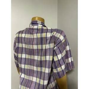 Messages Womens Purple Yellow Plaid Cotton Short Sleeve Button Down Shirt Small thumbnail 4