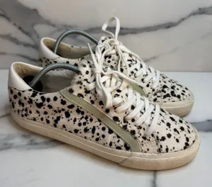 Madewell Women's Calf Hair Green Accent Sidewalk Sneaker Sz 9 Spotted Low Top thumbnail 1