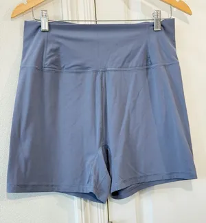 Free People High-Waist Athletic Shorts in Dusty Blue thumbnail 1