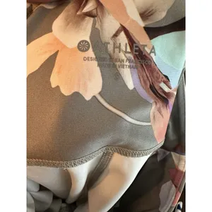 Athleta‎ Womens Floral Print High Rise 7/8 Leggings Taupe Grey Size S thumbnail 5
