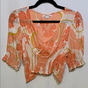 O'Neill Orange Ruched Crop Top thumbnail 1