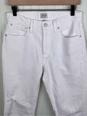 J. Crew Women's Slim Boyfriend Jean White Denim Size 27 Distressed Slim AO671 thumbnail 6