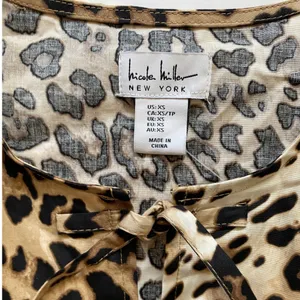 Nicole Miller NY Leopard Mini Dress Bows Puff‎ Sleeves Cotton dress - XS NWT thumbnail 10