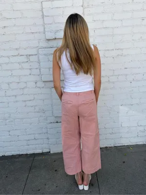 A New Day pink wide leg cropped until it’s pants sz 4 #wideleg #preppy #momcore #spring thumbnail 4