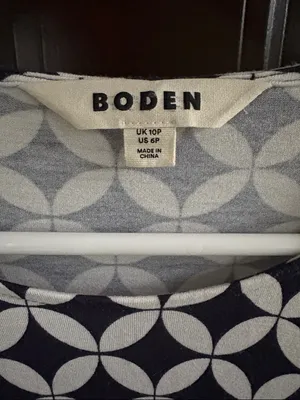 Like New Boden Thea Long Sleeve Midi Dress Navy White Size 6 thumbnail 3