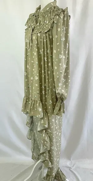 We Wore What New Floral Tie Neck Long Sleeve High Low Dress Green Size Small thumbnail 8