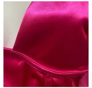 UNBRANDED Hot Pink Satin Corset Crop Top thumbnail 4