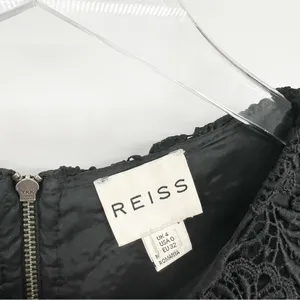 Reiss Swift Guipure Lace Short Sleeve Cocktail Shift Mini Dress Women's‎ 0 Black thumbnail 5