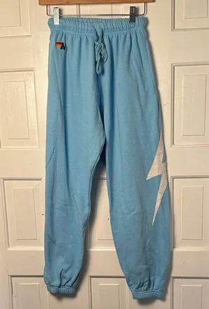 Aviator Nation Light Blue Womens Sweat Pants Size Small Lightning Bolt thumbnail 1