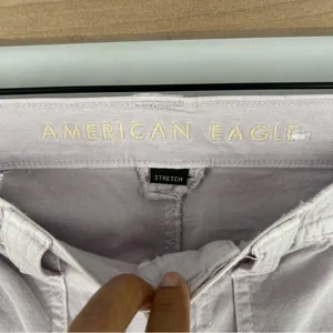 American Eagle Stretch Cargo Straight Pant Lilac Ice‎ High Rise Utility 4 Long thumbnail 4