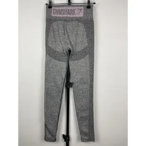 Gymshark Charcoal Marl Flex High‎ Waisted Pink Spell Out Logo Leggings Sz Small thumbnail 4