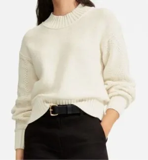 Everlane The Texture Cotton Cable Sweater in Bone - Size XS thumbnail 1