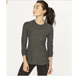 Lululemon Extra Mile Long Sleeve Shirt Sz 2 Cuffins Heathered Utilitarian #EE6-1 thumbnail 2