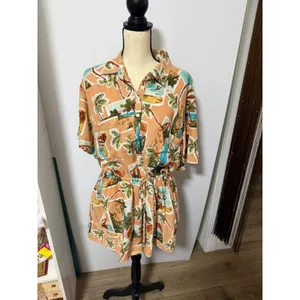 Label of Love Tropical Palm Tree Print Romper Playsuit Larg Resort Vacation Boho thumbnail 2