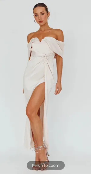 Selfie Leslie Amaryllis Off-Shoulder Twist Maxi Dress Pearl thumbnail 3