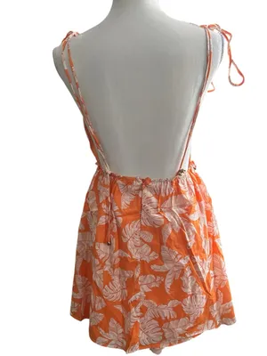 Orange Tropical Tie-Shoulder Mini Dress thumbnail 4