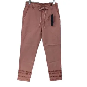 Driftwood Mauve Embroidered Stitch Cuffed Leg Pants(Size Small) thumbnail 3