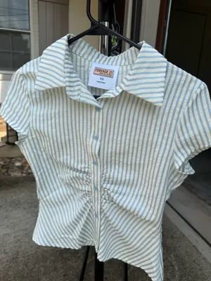 Forever 21 Button Up Stripe Top thumbnail 1