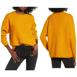 NEW Cotton Emporium Women's Size Medium Mustard Yellow Rib Knit Sweater thumbnail 2