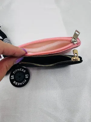 Fitness Wristlet Keychain Set w/ 2 Mini Zipper Pouches & Gym Charms thumbnail 4