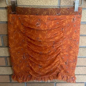 Free People Romi Mesh Ruffle Mini Skirt Small Orange Floral OB1180582 Y2K Size S thumbnail 3