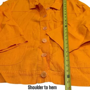 Flax by Jean Engelhart Orange Linen‎ Artsy Lagenlook Lightweight Jacket Size M thumbnail 9