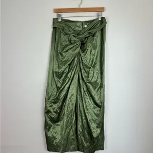 Vince new with tags faux sarong twist front in satin olive green back slit. 12 thumbnail 2