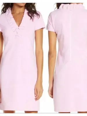 Excellent condition Gorgeous Lilly Pulitzer Pink Ruffle Short Sleeve Dress thumbnail 4