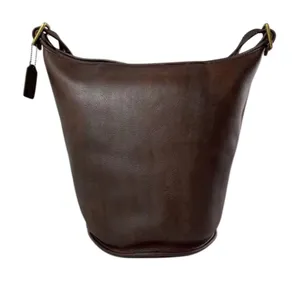 VINTAGE COACH Mahogany Leather Duffle Sac XL Crossbody Bucket Bag USA 9085 COA thumbnail 1