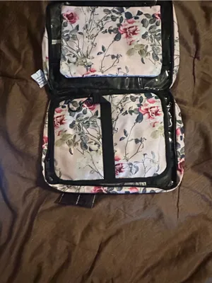 Floral Tote Bag - Cream with Pink & Blue Accents thumbnail 6