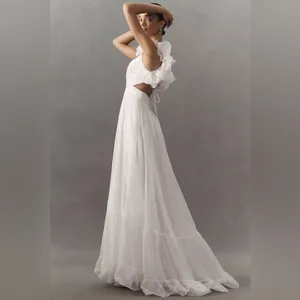 Mac Duggal 67911 Ruffled Tiered Cut Out Chiffon Gown Dress White 6 thumbnail 6