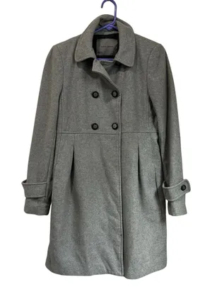 Zara Basic Gray Wool Blend Coat Double Breasted Classic Minimalist‎ M thumbnail 1