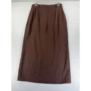 Cider Brown Front Slit Maxi Skirt High Waisted Brown Size Small Quiet Luxury thumbnail 10