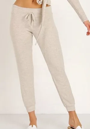 Beyond Yoga Lounge Around Cream Knit Midi Jogger Pants Drawstring Women’s Small thumbnail 1