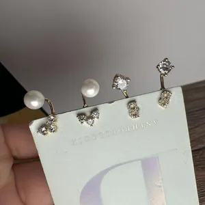 Initial Letter B NWT Anthropologie Gold Tone Stud Pierced Earrings 2 Pairs thumbnail 5