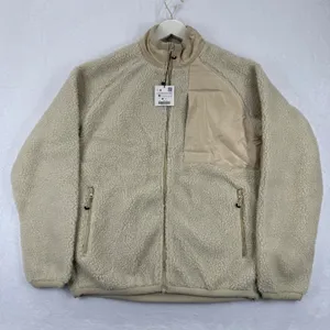 ZARA Sherpa Fleece Jacket Beige Full Zip Pockets Mock Neck Women's M‎ thumbnail 1