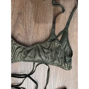 Savage X‎ Fenty Metallic Olive Green Bralette and Garter Belt Set Shimmer small thumbnail 4