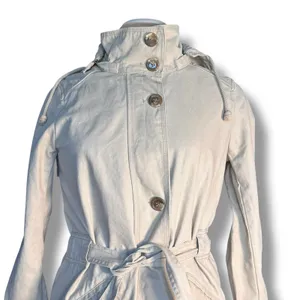 Gap‎ Beige Cotton Hooded Trench Coat Utility Jacket Women Small Lightweight thumbnail 2