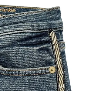 7 For All Mankind Luxe Vintage Skinny Jeans With Metallic Chevron Stripe Size 26 thumbnail 7