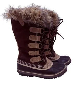 Sorel Women's Brown Joan of Arctic Leather Tall Lace Up Snow Boots Size 8 thumbnail 1