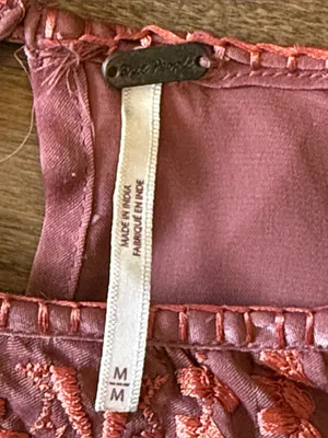 FREE PEOPLE Midnight Hour Embroidered Puff Sleeve Tie-Back Top Dusty Rose M BOHO thumbnail 8