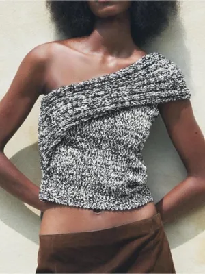NWT Zara Asymmetric Knit Top sz S thumbnail 1