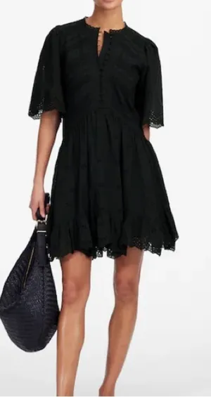 NWT Madewell Black Eyelet Flutter Sleeve Mini Dress in‎ Cotton Size 00 thumbnail 1