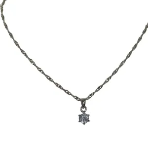 Blue Rhinestone & Silver Tone Necklace Costume Jewelry thumbnail 1