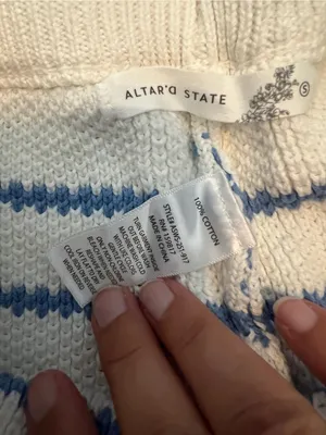 Altard state White & Blue Striped Knit Drawstring Women's Shorts thumbnail 8