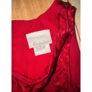 Vintage Maurices Red Jacquard Dress with Matching Cardigan Set‎ Size 9/10 thumbnail 2